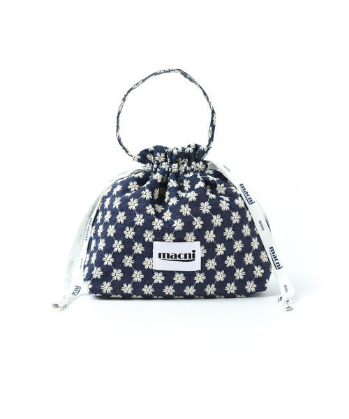 FLOWER GARDEN STRING POUCH BAG BLUE