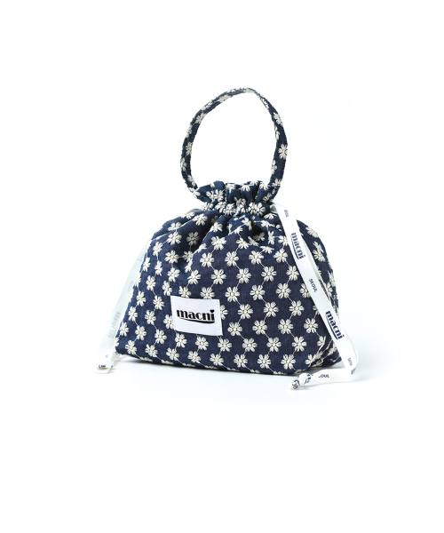 FLOWER GARDEN STRING POUCH BAG BLUE