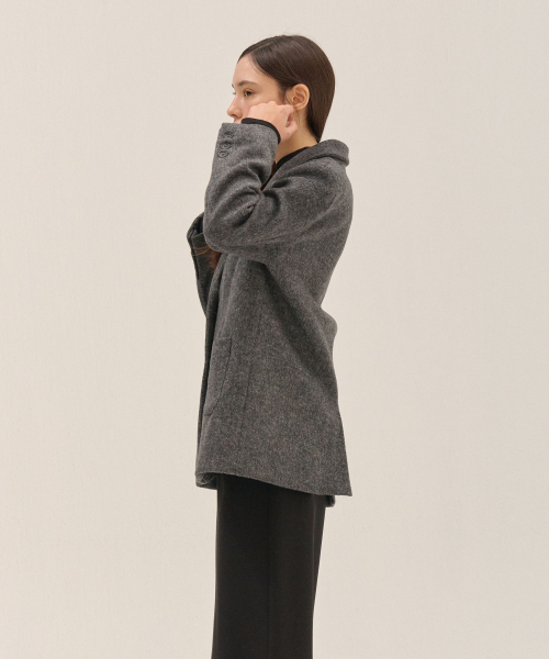 HERRINGBONE WOOL JAKET_BK