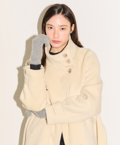 HIGH NECK WOOL100% COAT_IV
