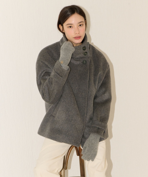 HIGH NECK WOOL100% COAT_CH