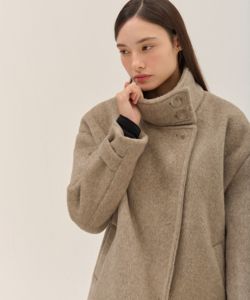 HIGH NECK WOOL100% COAT_BE