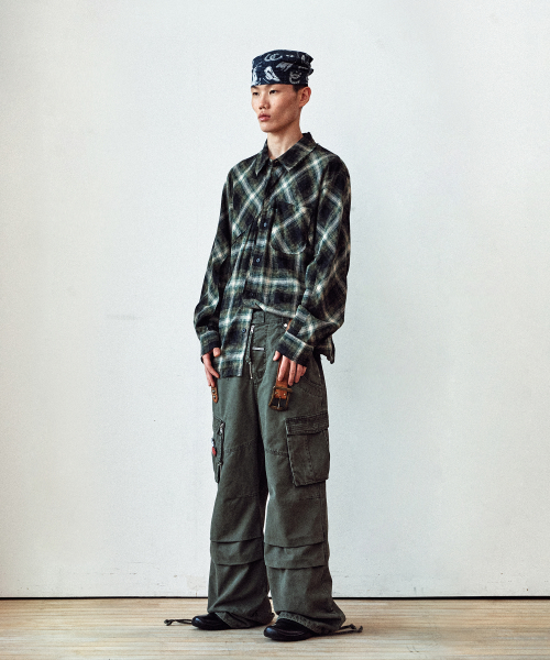 WASHED MILITARY CARGO PANTS KHAKI