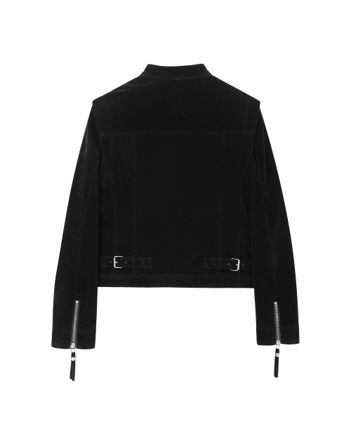 без воротника замша JACKET(W) Чёрный