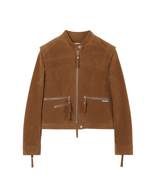 без воротника замша JACKET(W) Коричневый