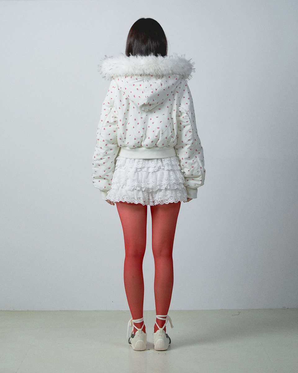 유희(YOUHEE) FLOWER MA-1 FUR HOOD JUMPER IVORY - 사이즈 & 후기