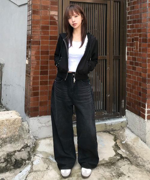 Худи на молнии Steel Stud Line Black