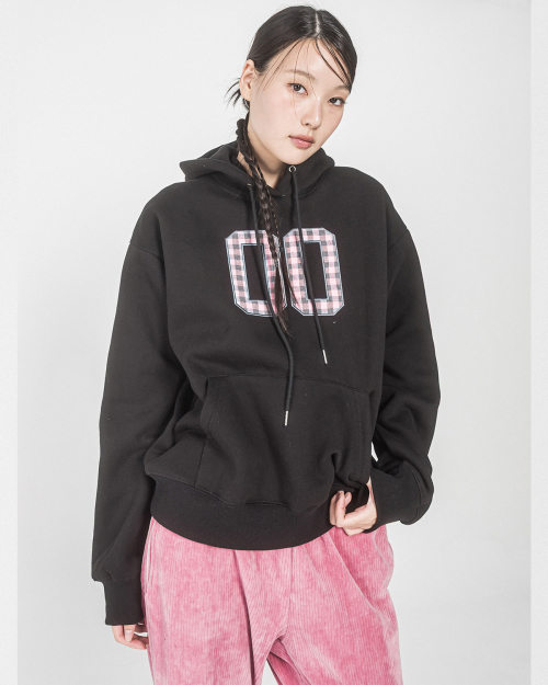 00 CHECK PATCH HOOD(BLACK)