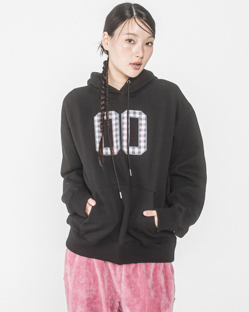 00 CHECK PATCH HOOD(BLACK)