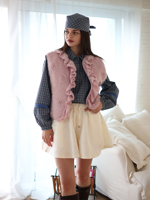 Rosie Frill Vest_pink