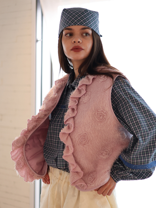 Rosie Frill Vest_pink