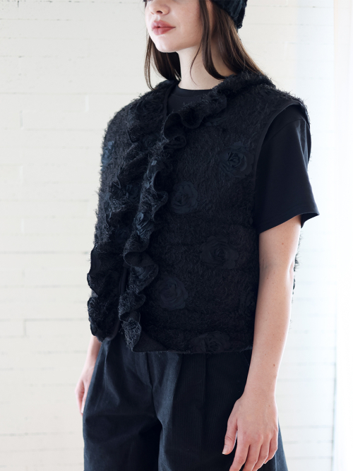 Rosie Frill Vest_black