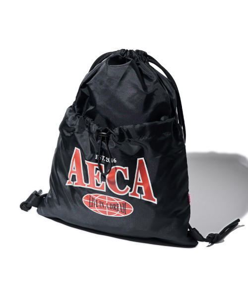 AECA GLOBE STRING GYM BAG-BLACK