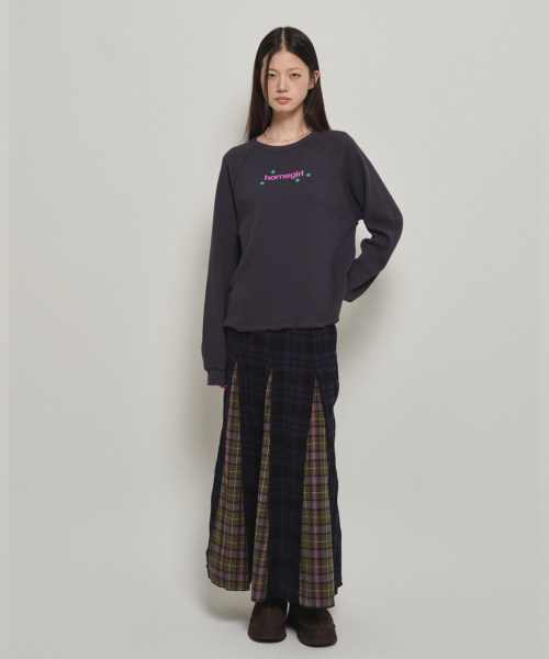 HOMEGIRL WAFFLE CREW SWEAT (NAVY)