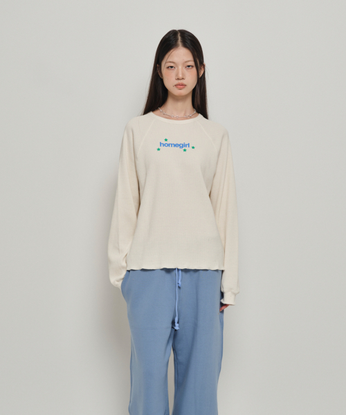 HOMEGIRL WAFFLE CREW SWEAT (IVORY)