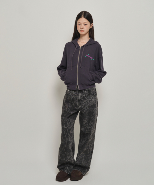 HOMEGIRL WAFFLE ZIP-UP (CHARCOAL)