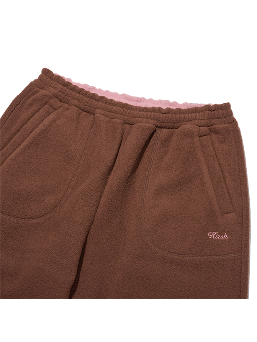 Флисовые широкие брюки [Brown]