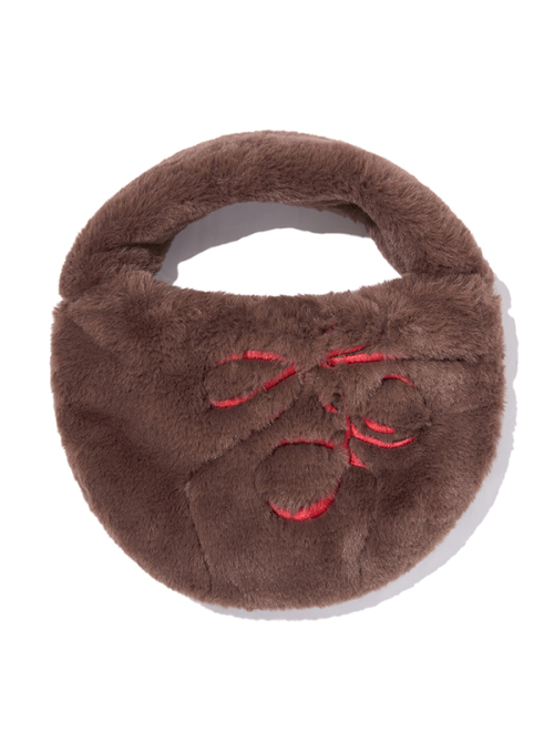 RIBBON EMBROIDERY HAIRY MINI SHOULDER BAG [BRD]