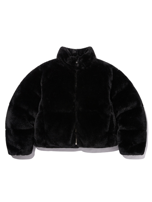 Полукропнутый пуховик из искусственного меха [Black]