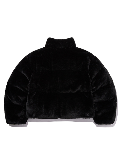 Полукропнутый пуховик из искусственного меха [Black]