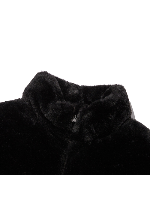 Полукропнутый пуховик из искусственного меха [Black]