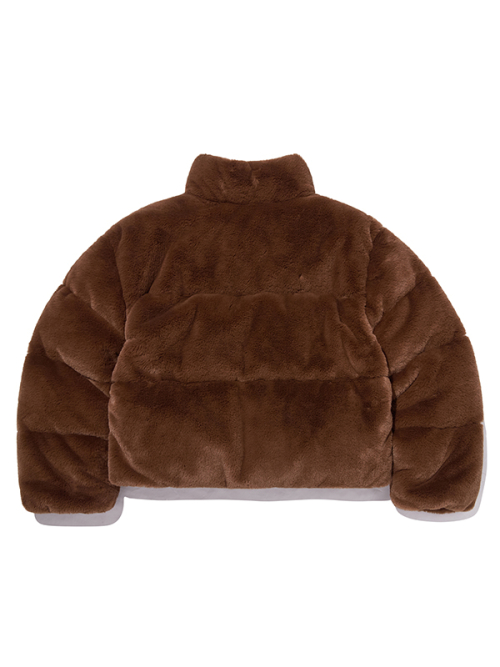 Полукропнутый пуховик из искусственного меха (Dark Brown)
