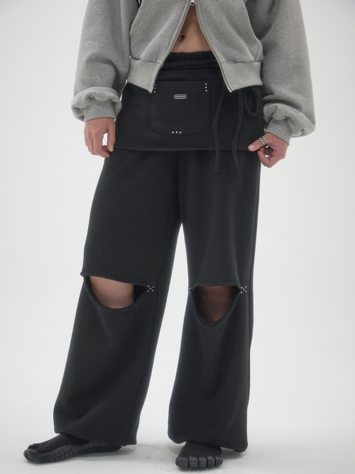 Брюки с юбкой на запах (Black)