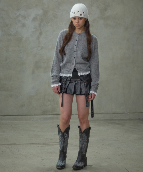 Кардиган с кружевными рюшами (Grey)