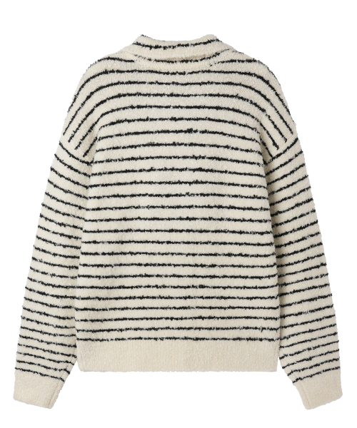 STRIPED бюклеé воротник трикотаж кардиган - Айвори