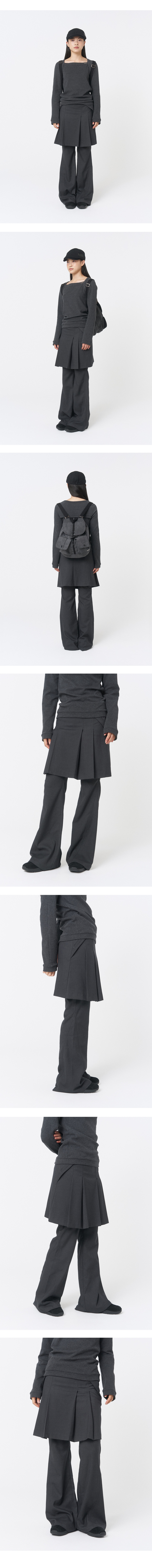 MUSINSA | MISEKI SEOUL Pleats midi skirt pants SET CHARCOAL
