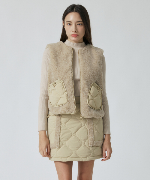 Женский Muscovy Fur-Trim Бомбер [Camel Beige]_HE4JP530