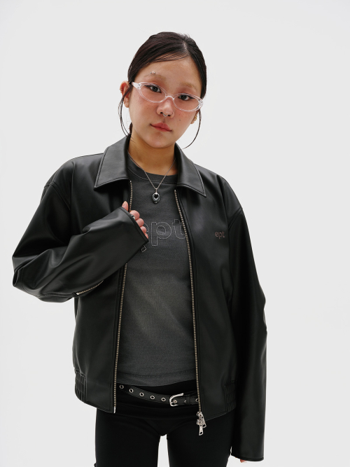 FAUX LEATHER JACKET (BLACK)
