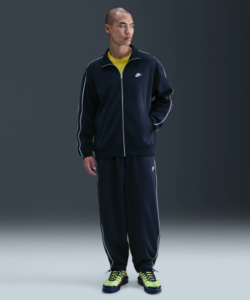Sportswear Club оверсайз трикотажный трек-жакет M — Obsidian:White / HV1418-451