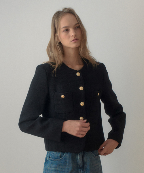 DEVON CLASSIC WOOL TWEED JACKET_BLACK