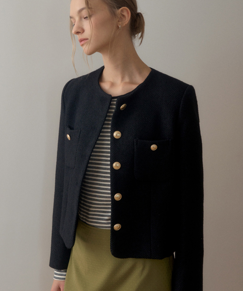DEVON CLASSIC WOOL TWEED JACKET_BLACK