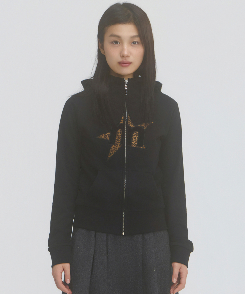 MP Highneck Hood Zip Up Black