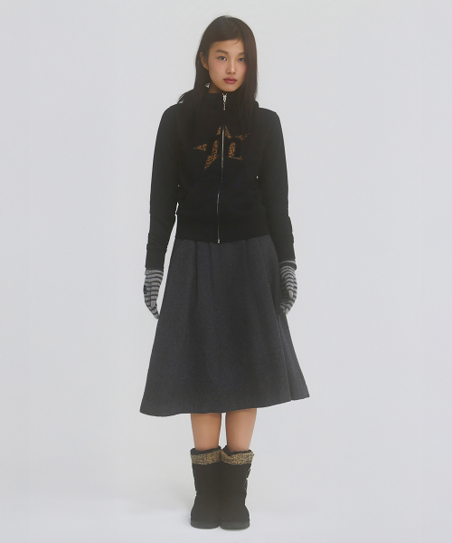 MP Highneck Hood Zip Up Black