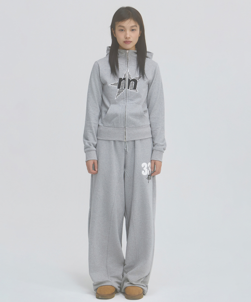 MP Highneck Hood Zip Up Gray