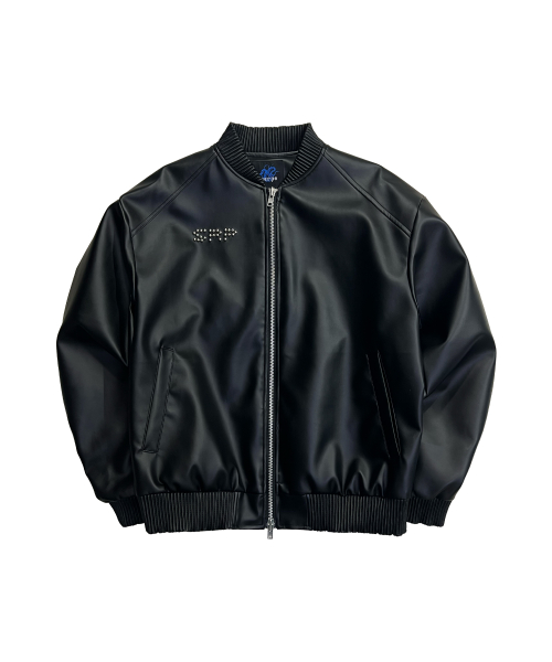 Куртка из веган-кожи Flame Star Stud Bomber — Black