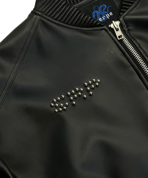 Куртка из веган-кожи Flame Star Stud Bomber — Black