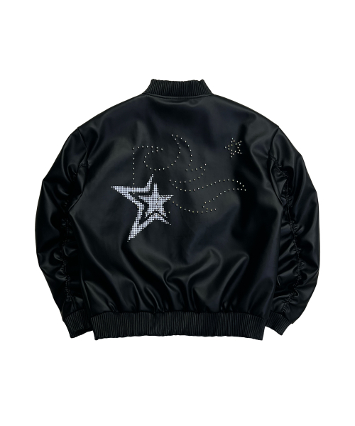 Куртка из веган-кожи Flame Star Stud Bomber — Black
