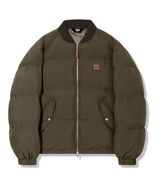 Пуховик с кожаными деталями Khaki