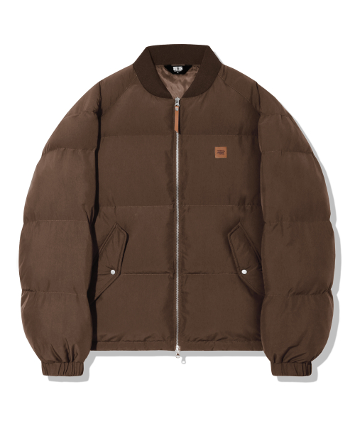 Пуховик с кожаным патчем_Brown