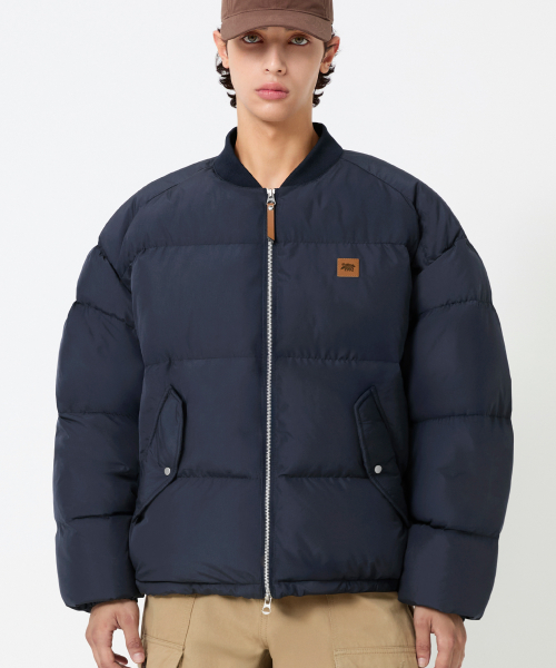 Leather Patch Puffer Стёганка_Navy