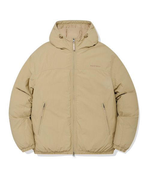 Короткий пуховик с эффектом стирки (Beige)