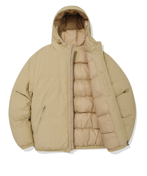 Короткий пуховик с эффектом стирки (Beige)