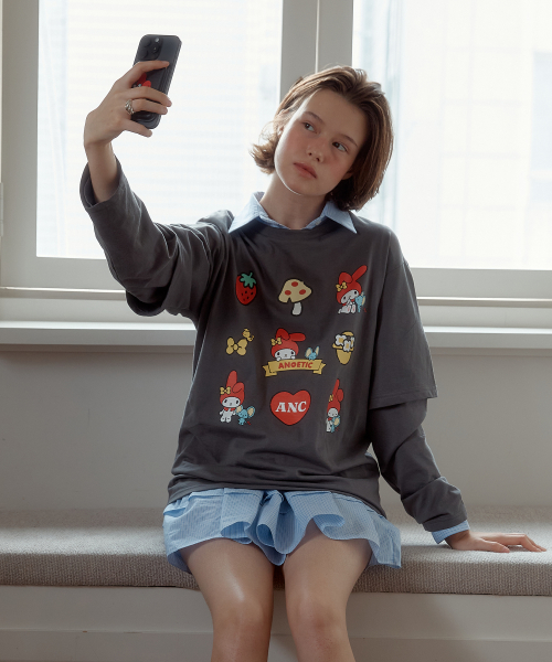 ANC MYMELODY LAYERED T-SHIRT_CHARCOAL