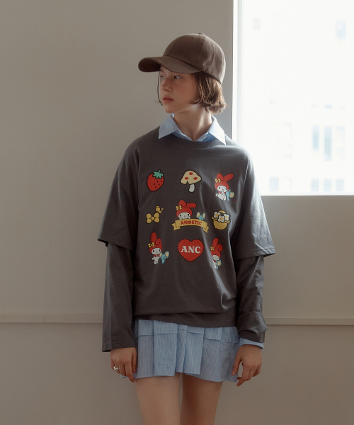 ANC MYMELODY LAYERED T-SHIRT_CHARCOAL
