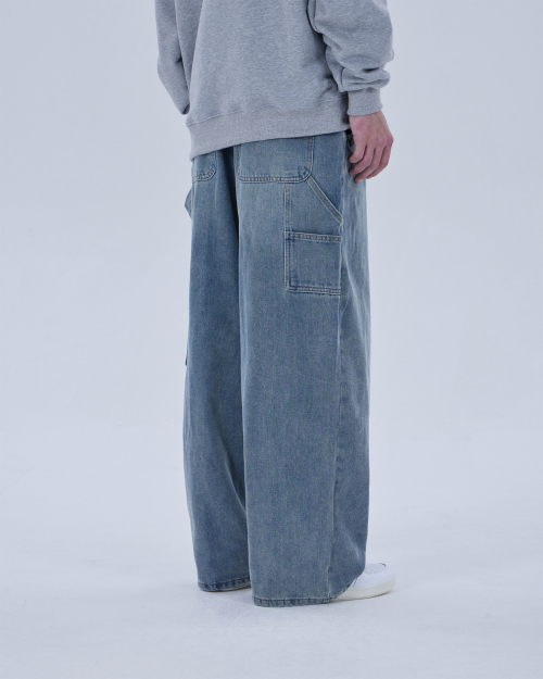 KEY RING WASHING DENIM PANTS (LIGHT BLUE)