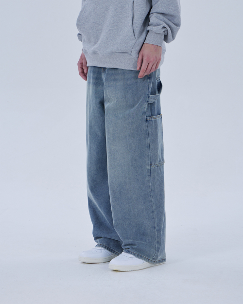 KEY RING WASHING DENIM PANTS (LIGHT BLUE)